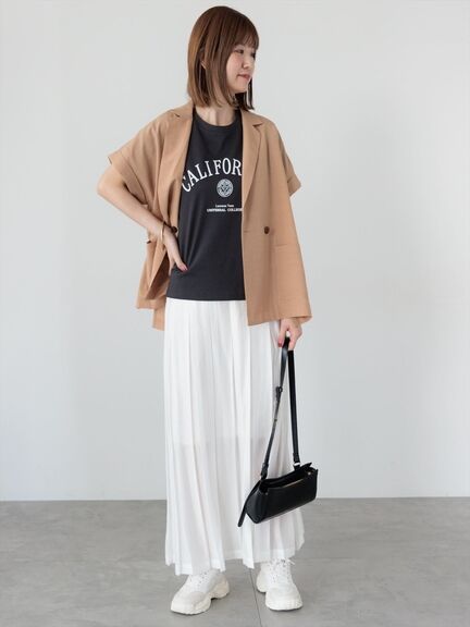 麻調フレンチスリーブジャケット《2025summer catalog item》（ブラック/ベージュ/オレンジ）｜Lugnoncure（ルノンキュール）通販