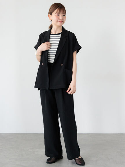 麻調フレンチスリーブジャケット《2025summer catalog item》（ブラック/ベージュ/オレンジ）｜Lugnoncure（ルノンキュール）通販