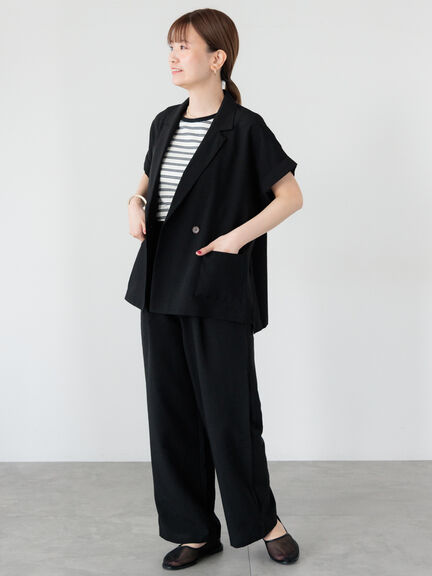 麻調フレンチスリーブジャケット《2025summer catalog item》（ブラック/ベージュ/オレンジ）｜Lugnoncure（ルノンキュール）通販
