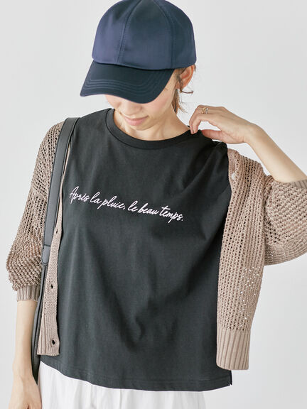 【接触冷感】筆記体ロゴプリントTシャツ《2025summer catalog item》（オフホワイト/ブラック/レッド）｜Lugnoncure（ルノンキュール）通販