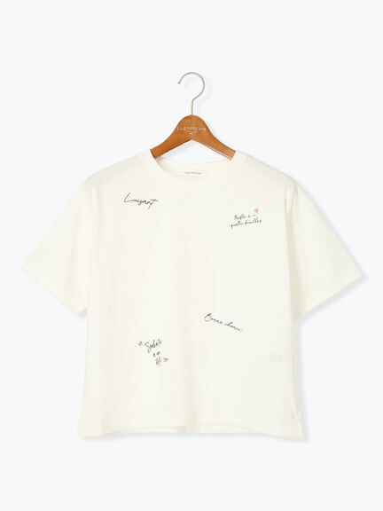 【接触冷感】ランダムロゴプリントTシャツ（オフホワイト/チャコールグレー/キナリ）｜Lugnoncure（ルノンキュール）通販