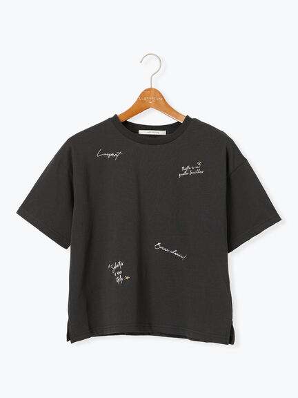 【接触冷感】ランダムロゴプリントTシャツ（オフホワイト/チャコールグレー/キナリ）｜Lugnoncure（ルノンキュール）通販