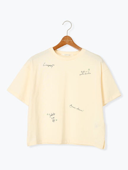 【接触冷感】ランダムロゴプリントTシャツ（オフホワイト/チャコールグレー/キナリ）｜Lugnoncure（ルノンキュール）通販