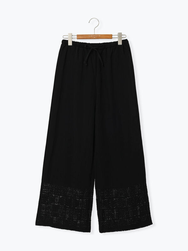 裾レース切り替えイージーパンツ《2025summer catalog item》（ブラック）｜Lugnoncure（ルノンキュール）通販