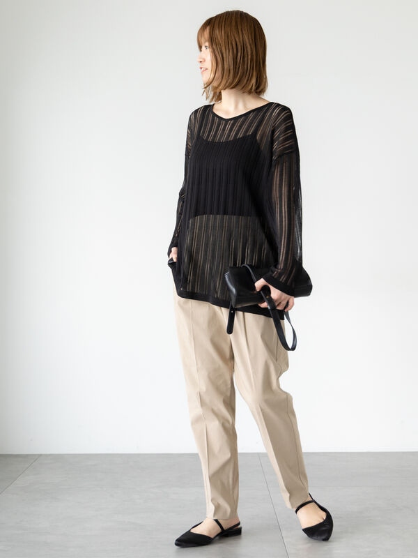 ルミっち セール】 針抜きシアーニット（グレー/ブラック/トップス/ニット