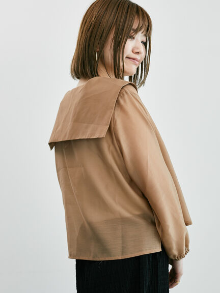 セーラーカラーシアーシャツ《2025summer catalog item》（オフホワイト/ブラウン/イエロー）｜Lugnoncure（ルノンキュール）通販