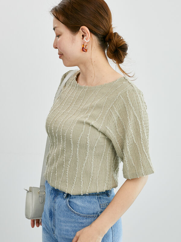 クルーネック6分袖トップス osharewalker カットソー レディース 春夏 トップス Tシャツ