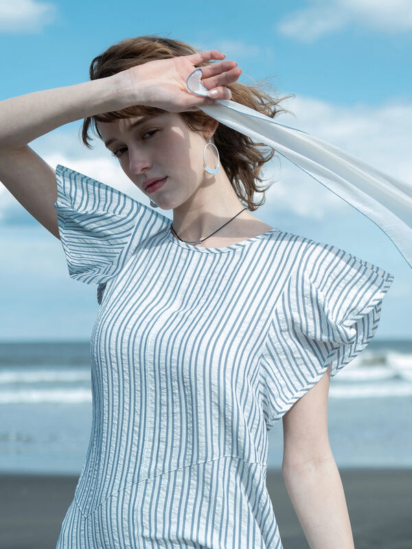 ストライプサッカーワンピース《2025summer catalog item》（オフホワイト）｜Lugnoncure（ルノンキュール）通販
