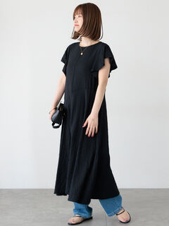 ワンピース _hus_ NEW ITEM ) 286148 #ハイショクステッチギャザーワンピース_js