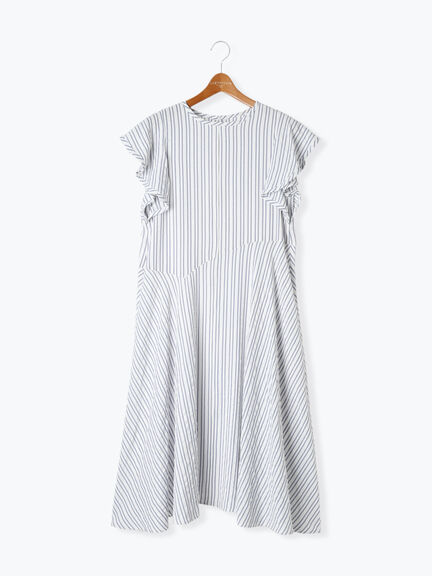 ストライプサッカーワンピース《2025summer catalog item》（オフホワイト/ブラック/ブラウン）｜Lugnoncure（ルノンキュール）通販