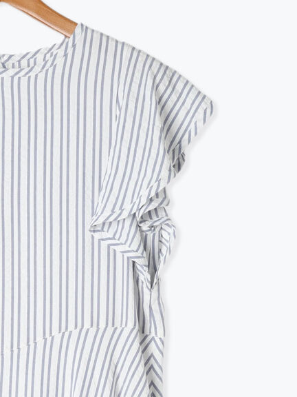 ストライプサッカーワンピース《2025summer catalog item》（オフホワイト/ブラック/ブラウン）｜Lugnoncure（ルノンキュール）通販