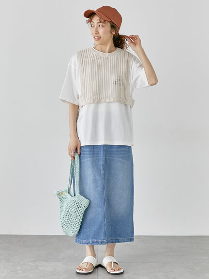 【接触冷感】ワンポイントロゴBIGTシャツ《2025summer catalog item》（オフホワイト/グレー/ブラック）｜Lugnoncure（ルノンキュール）通販