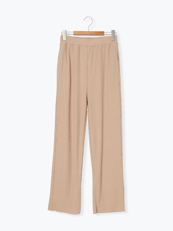 【セルフカット】リブカットパンツ《2025summer catalog item》（ベージュ）｜Lugnoncure（ルノンキュール）通販