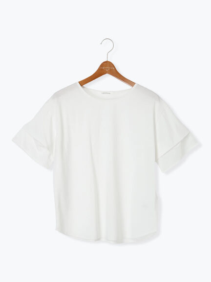 プレーティング袖タックTシャツ（オフホワイト/ブラック/ベージュ/イエロー/ネイビー）｜Lugnoncure（ルノンキュール）通販
