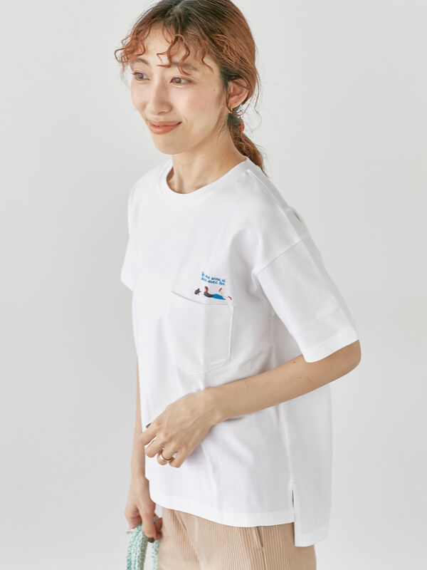 女の子刺繍Tシャツ《2025summer catalog item》（オフホワイト）｜Lugnoncure（ルノンキュール）通販