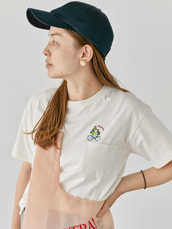 女の子刺繍Tシャツ《2025summer catalog item》（キナリ）｜Lugnoncure（ルノンキュール）通販
