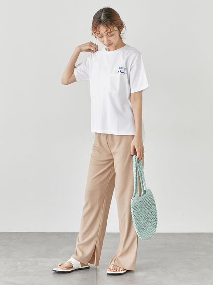 女の子刺繍Tシャツ《2025summer catalog item》（オフホワイト/チャコールグレー/キナリ）｜Lugnoncure（ルノンキュール）通販