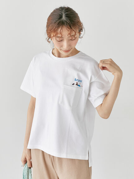 女の子刺繍Tシャツ《2025summer catalog item》（オフホワイト/チャコールグレー/キナリ）｜Lugnoncure（ルノンキュール）通販