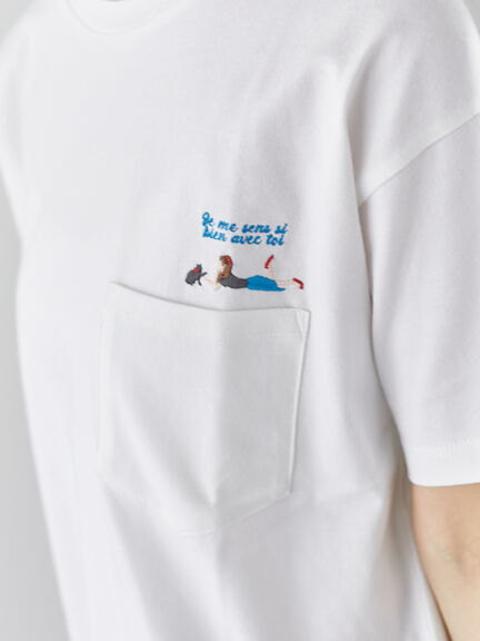 女の子刺繍Tシャツ《2025summer catalog item》（オフホワイト/チャコールグレー/キナリ）｜Lugnoncure（ルノンキュール）通販