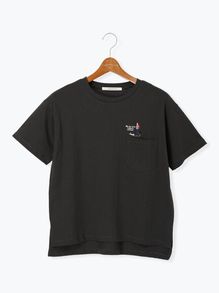 女の子刺繍Tシャツ《2025summer catalog item》（オフホワイト/チャコールグレー/キナリ）｜Lugnoncure（ルノンキュール）通販