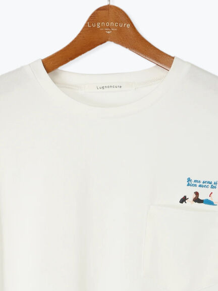 女の子刺繍Tシャツ《2025summer catalog item》（オフホワイト/チャコールグレー/キナリ）｜Lugnoncure（ルノンキュール）通販