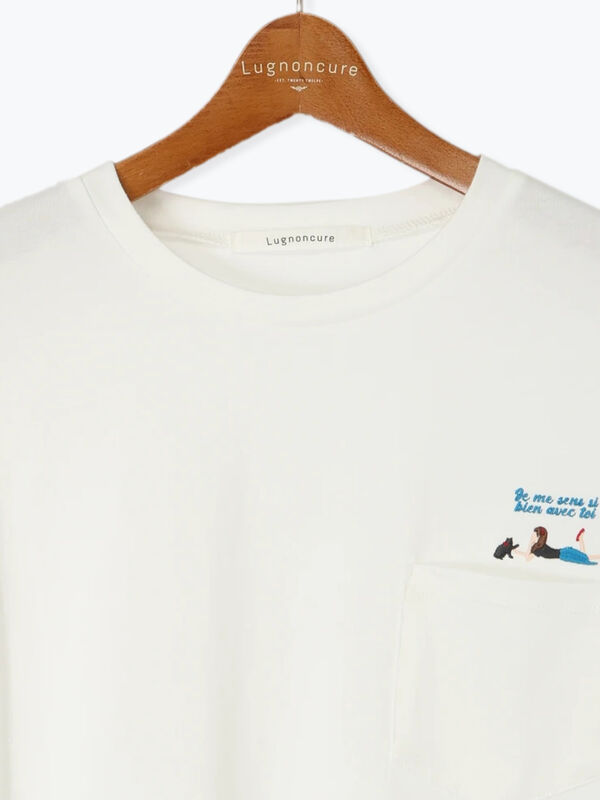 セール】メガネ刺繍プリントTシャツ（Tシャツ/カットソー