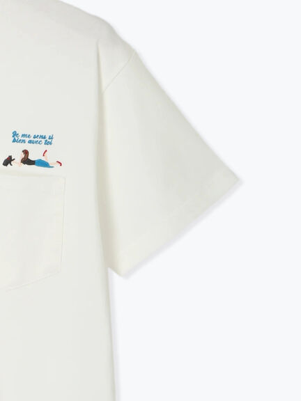 女の子刺繍Tシャツ《2025summer catalog item》（オフホワイト/チャコールグレー/キナリ）｜Lugnoncure（ルノンキュール）通販