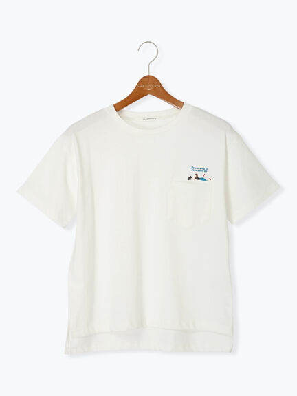 女の子刺繍Tシャツ《2025summer catalog item》（オフホワイト/チャコールグレー/キナリ）｜Lugnoncure（ルノンキュール）通販