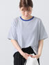 【接触冷感】細ボーダーTシャツ（ブルー）｜Lugnoncure（ルノンキュール）通販