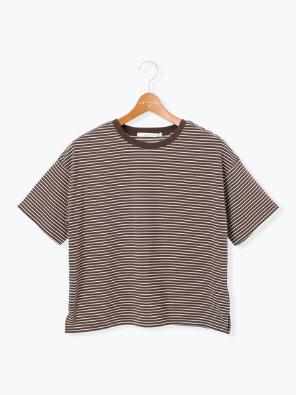 【接触冷感】細ボーダーTシャツ（オフホワイト/ブラック/ブラウン/ブルー）｜Lugnoncure（ルノンキュール）通販