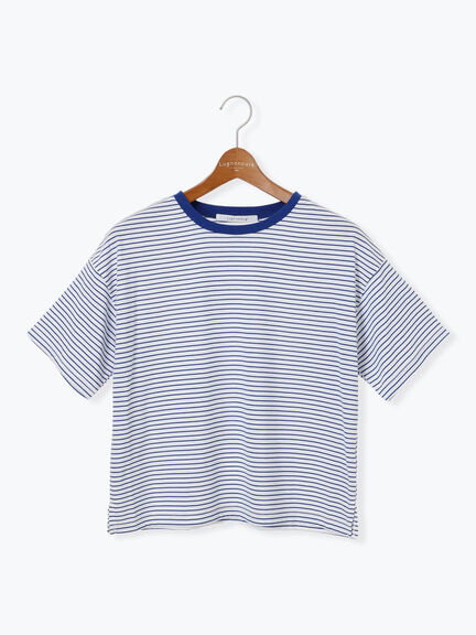 【接触冷感】細ボーダーTシャツ（オフホワイト/ブラック/ブラウン/ブルー）｜Lugnoncure（ルノンキュール）通販