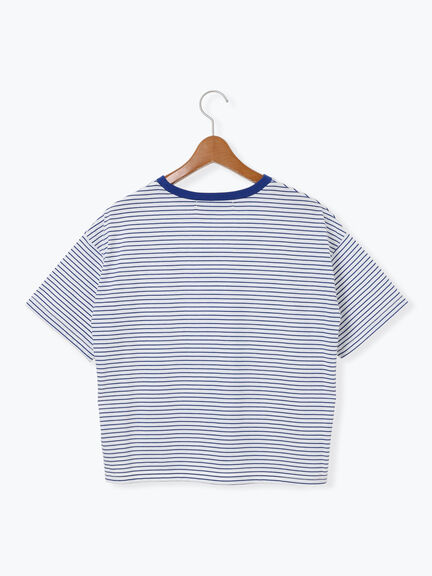 【接触冷感】細ボーダーTシャツ（オフホワイト/ブラック/ブラウン/ブルー）｜Lugnoncure（ルノンキュール）通販