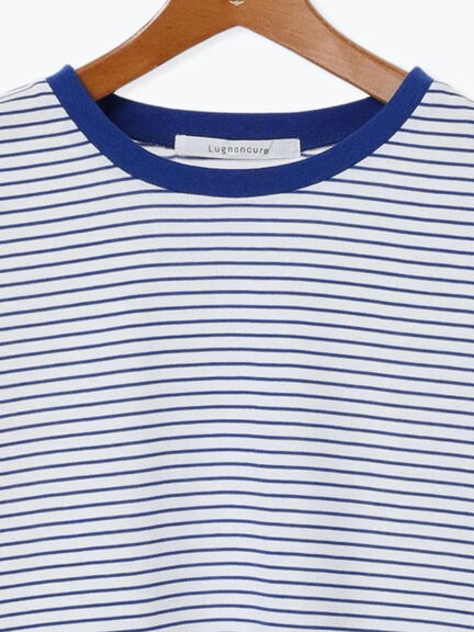 【接触冷感】細ボーダーTシャツ（オフホワイト/ブラック/ブラウン/ブルー）｜Lugnoncure（ルノンキュール）通販