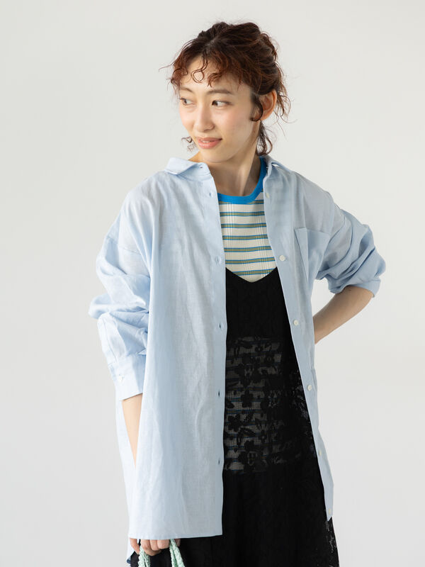 ✩水通し未着用✩ちょっと難ありキャピタルリネンドローワークロンTえもんシャツ セール】 綿麻2WAYシャツ（ブラック/ベージュ/ブラウン/イエロー