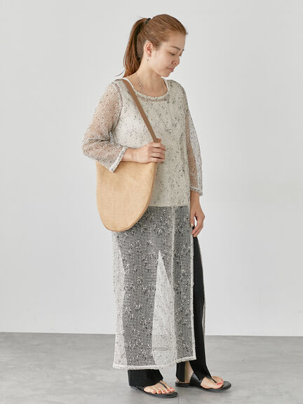 メッシュニットワンピース《2025summer catalog item》（オフホワイト/ブラック/ベージュ）｜Lugnoncure（ルノンキュール）通販