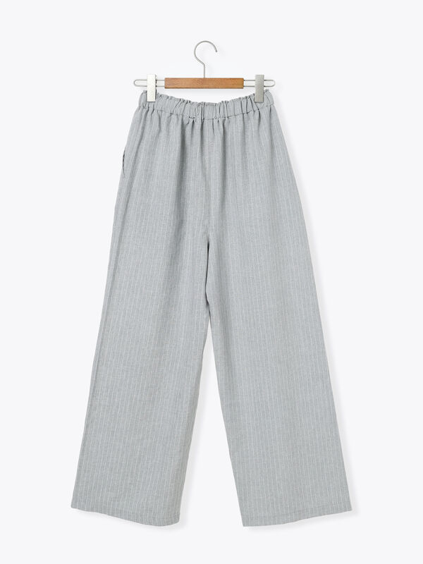 セール】 麻調ストライプイージーパンツ（グレー/ベージュ/ネイビー