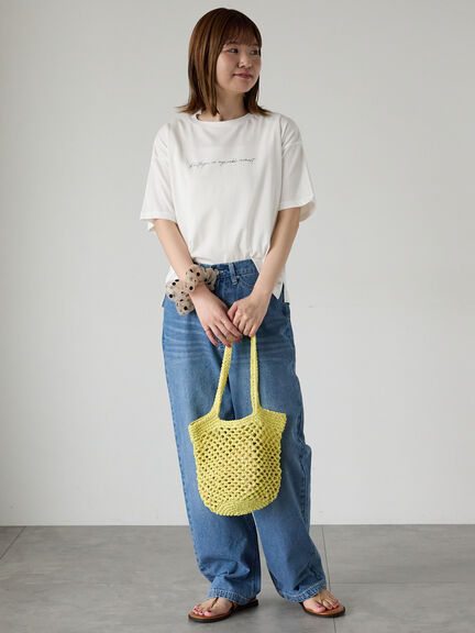 【接触冷感】筆記体ロゴTシャツ（オフホワイト/ブラック/ベージュ）｜Lugnoncure（ルノンキュール）通販