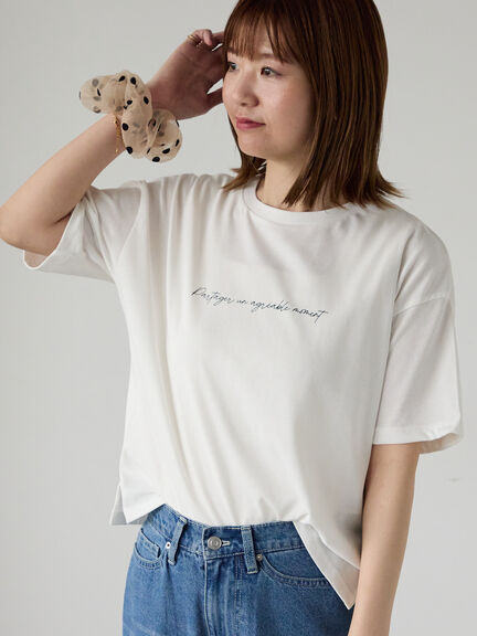 【接触冷感】筆記体ロゴTシャツ（オフホワイト/ブラック/ベージュ）｜Lugnoncure（ルノンキュール）通販