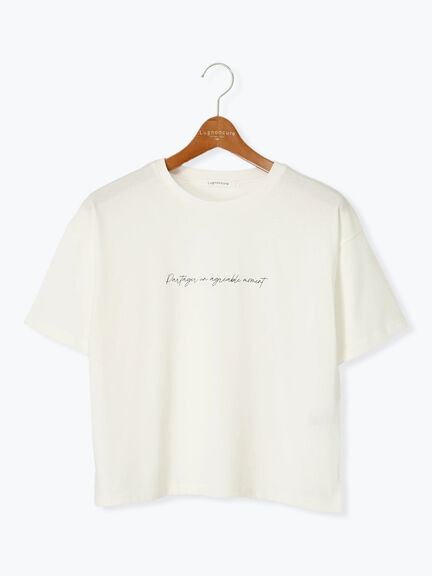 【接触冷感】筆記体ロゴTシャツ（オフホワイト/ブラック/ベージュ）｜Lugnoncure（ルノンキュール）通販