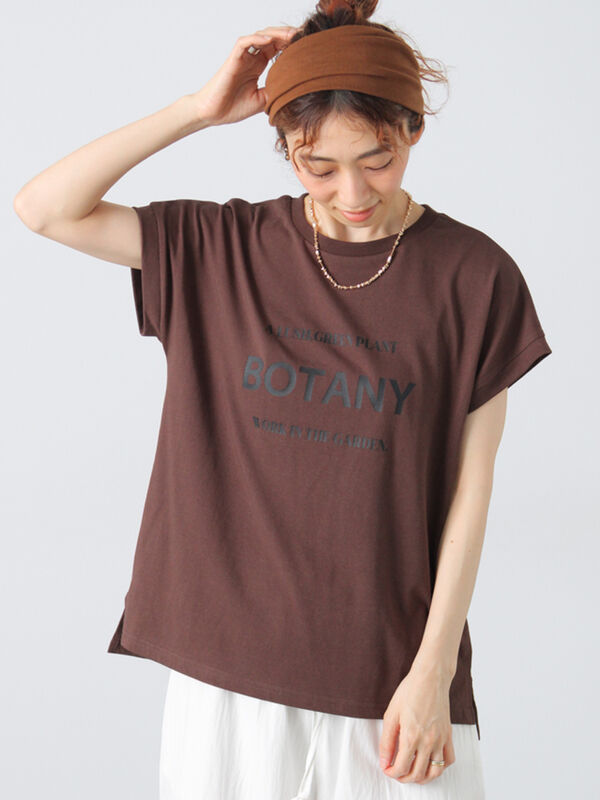 【接触冷感】フロントロゴフレンチスリーブTシャツ（ブラウン）｜Lugnoncure（ルノンキュール）通販
