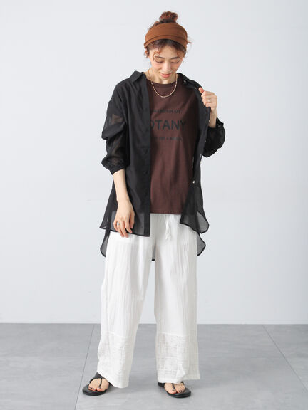 【接触冷感】フロントロゴフレンチスリーブTシャツ（オフホワイト/チャコールグレー/ブラウン）｜Lugnoncure（ルノンキュール）通販