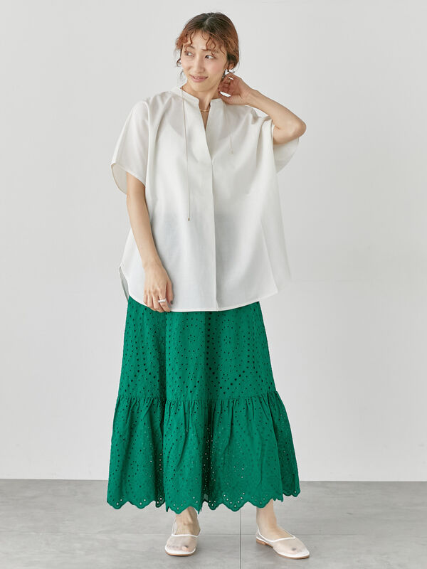 セール】 アイレットレーススカート（オフホワイト/ブラック/グリーン