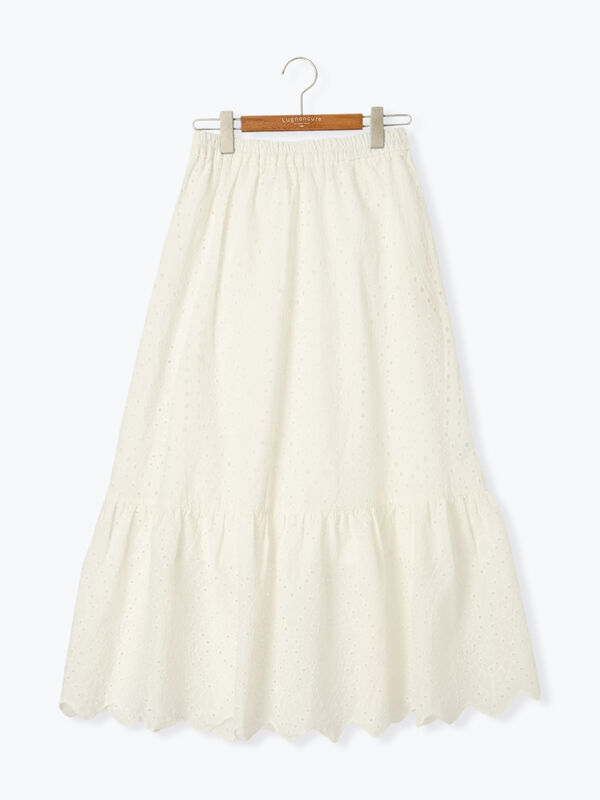 セール】 アイレットレーススカート（オフホワイト/ブラック/グリーン