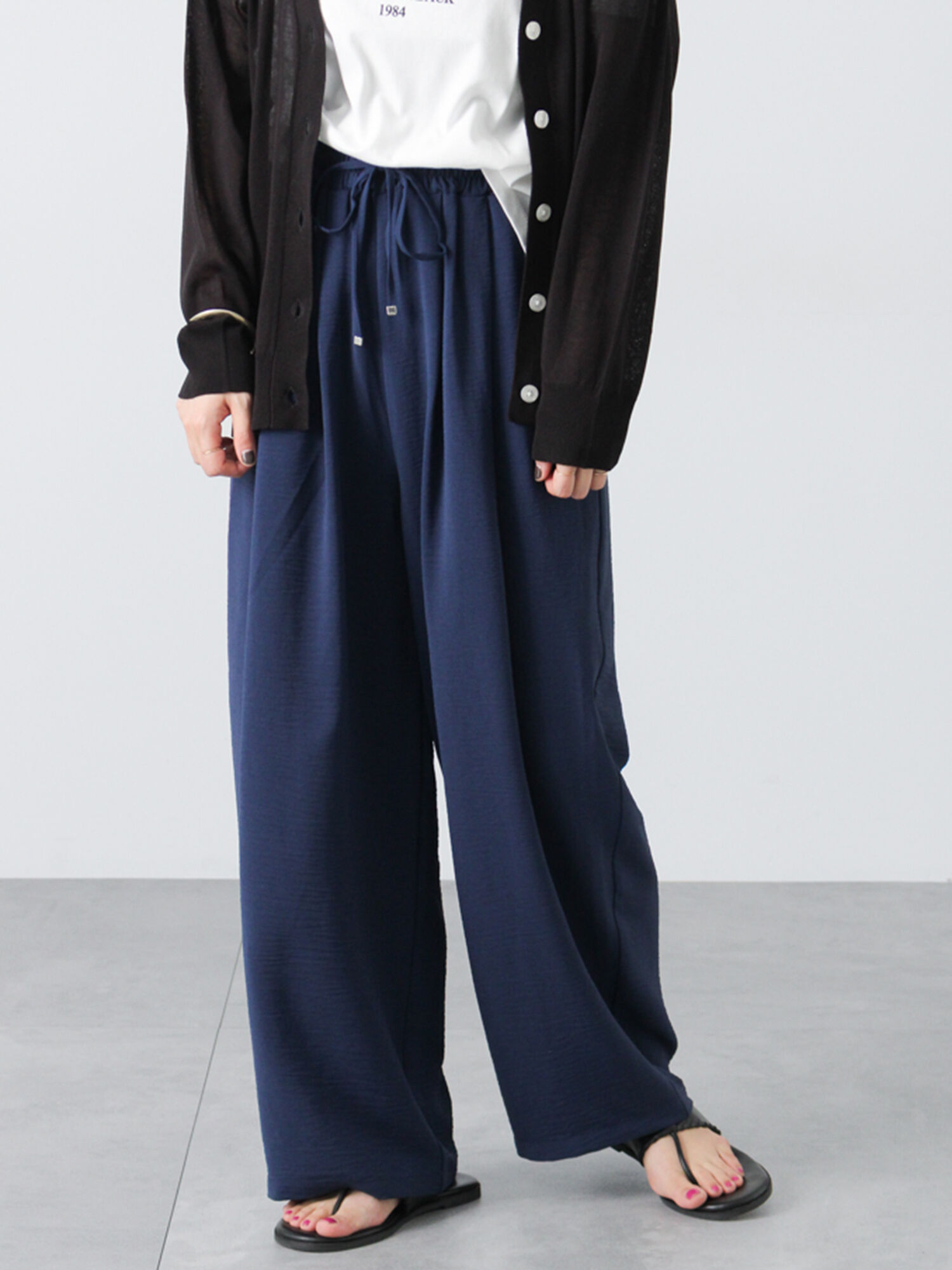 セール】 楊柳イージーパンツ（ブラック/カーキ/ネイビー