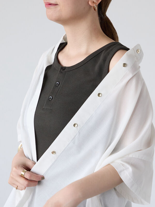 セール】 ワッフルヘンリータンクトップ（オフホワイト