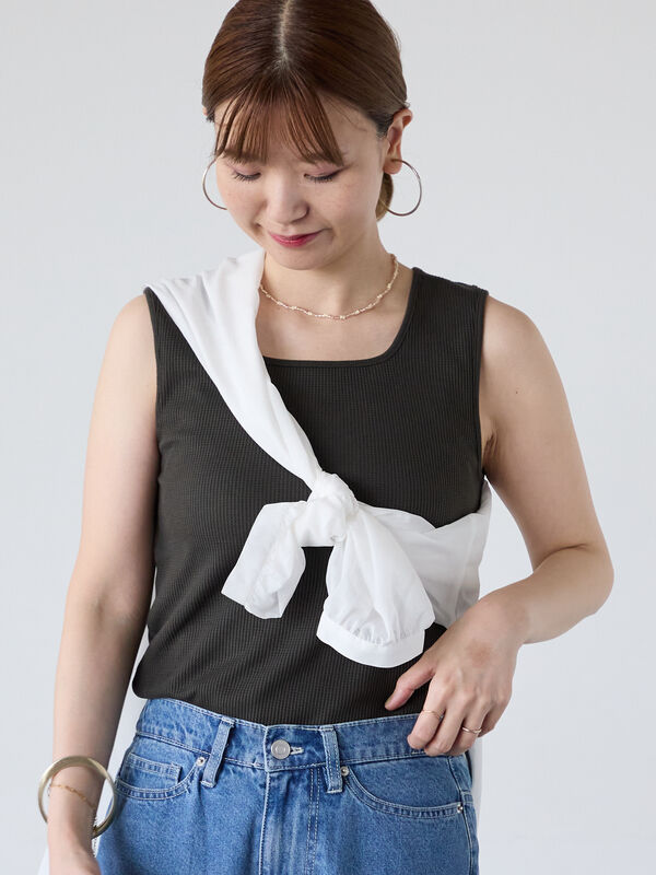 LGB ルグランブルー　キャミソール　チャコールグレーsize 0(s) レースキャミソール カップ付きブラトップ[品番：AGCW0002968