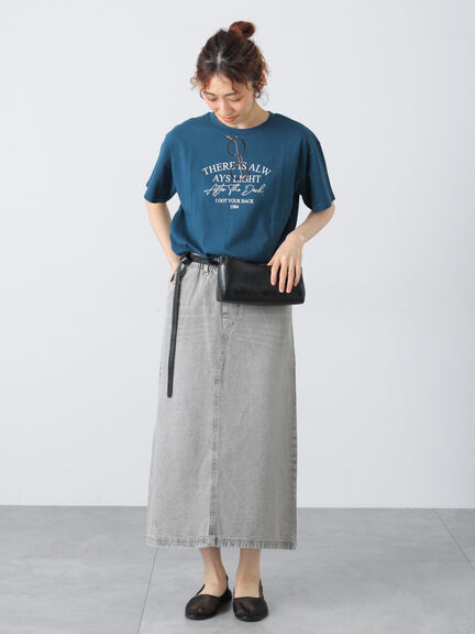 メガネ刺繍Tシャツ（オフホワイト/チャコールグレー/ブラック/ブルー）｜Lugnoncure（ルノンキュール）通販