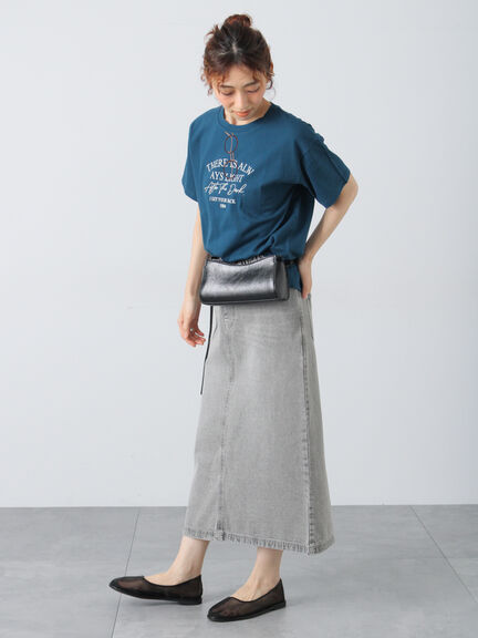 メガネ刺繍Tシャツ（オフホワイト/チャコールグレー/ブラック/ブルー）｜Lugnoncure（ルノンキュール）通販