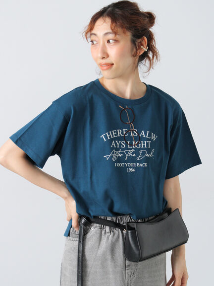 メガネ刺繍Tシャツ（オフホワイト/チャコールグレー/ブラック/ブルー）｜Lugnoncure（ルノンキュール）通販