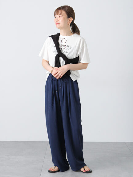 メガネ刺繍Tシャツ（オフホワイト/チャコールグレー/ブラック/ブルー）｜Lugnoncure（ルノンキュール）通販